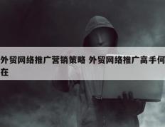 外贸网络推广营销策略 外贸网络推广高手何在