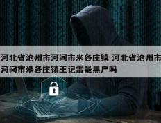 河北省沧州市河间市米各庄镇 河北省沧州市河间市米各庄镇王记雷是黑户吗