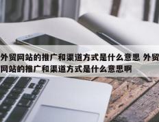 外贸网站的推广和渠道方式是什么意思 外贸网站的推广和渠道方式是什么意思啊