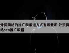 外贸网站的推广和渠道方式有哪些呢 外贸网站seo推广教程