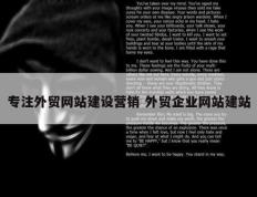 专注外贸网站建设营销 外贸企业网站建站