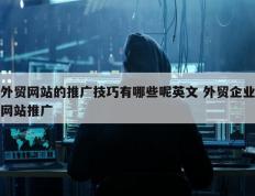 外贸网站的推广技巧有哪些呢英文 外贸企业网站推广