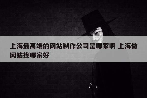 上海最高端的网站制作公司是哪家啊 上海做网站找哪家好